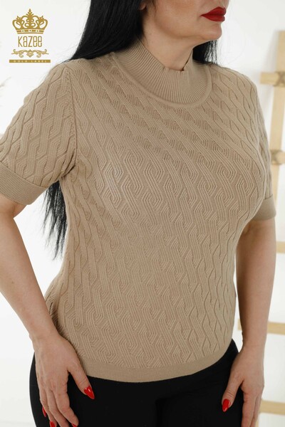 Wholesale Women's Knitwear Sweater - Basic - Beige - 16181 | KAZEE - 2