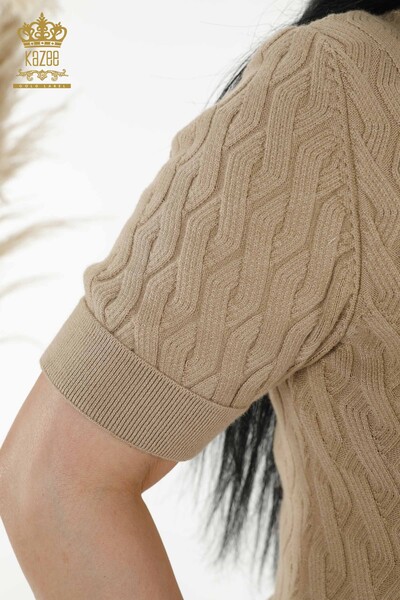 Wholesale Women's Knitwear Sweater - Basic - Beige - 16181 | KAZEE - 3