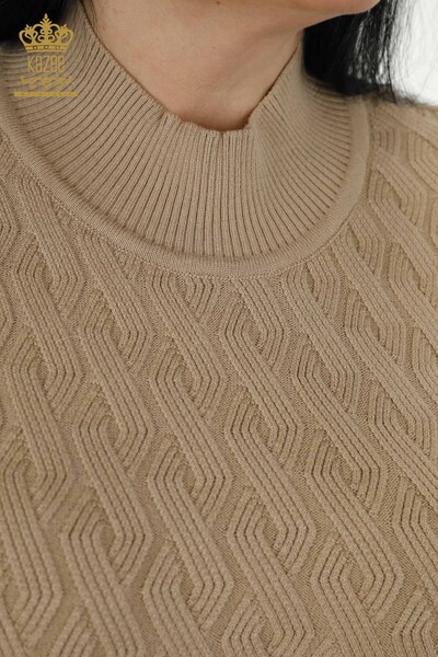 Wholesale Women's Knitwear Sweater - Basic - Beige - 16181 | KAZEE - 4