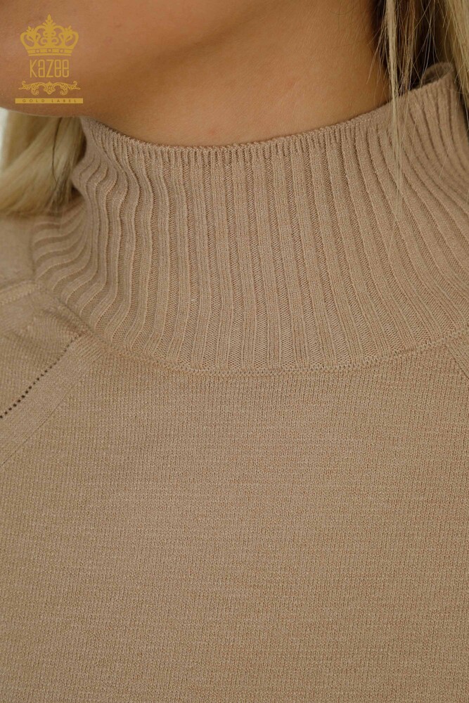 Wholesale Women's Knitwear Sweater Basic Beige - 30757 | KAZEE - 3