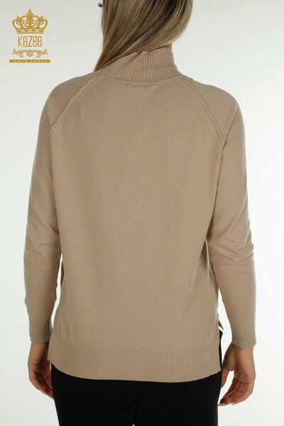 Wholesale Women's Knitwear Sweater Basic Beige - 30757 | KAZEE - 8