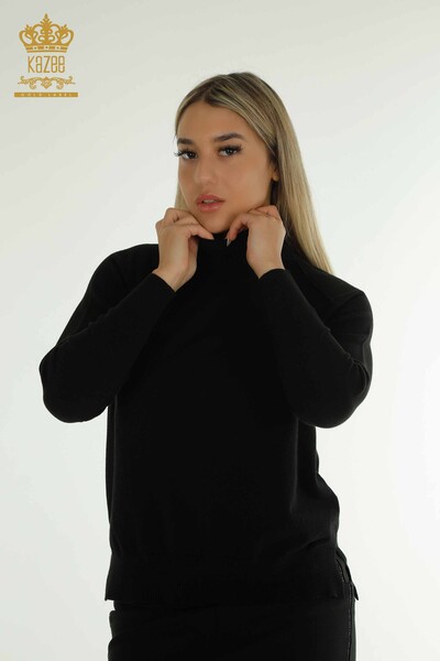 Wholesale Women's Knitwear Sweater Basic Black - 30757 | KAZEE - Kazee