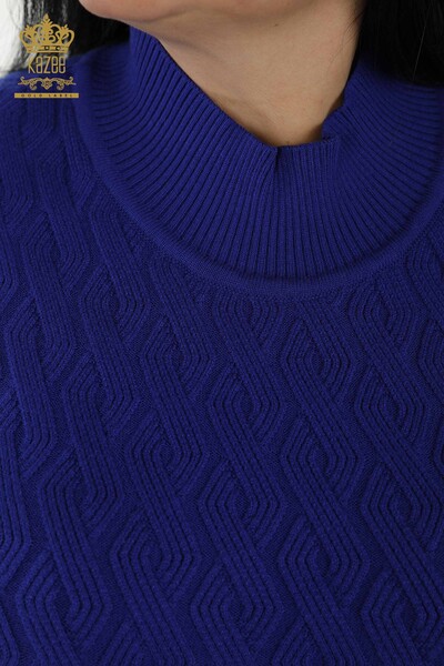 Wholesale Women's Knitwear Sweater - Basic - Dark Blue - 16181 | KAZEE - 3