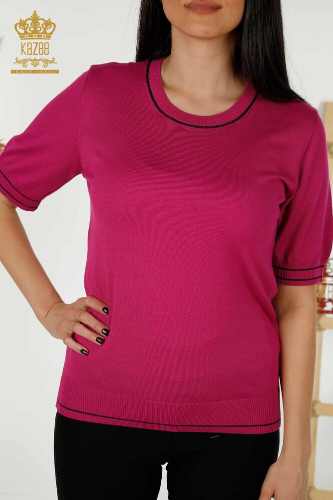 Wholesale Women's Knitwear Sweater - Basic - Fuchsia - 30110 | KAZEE - 2