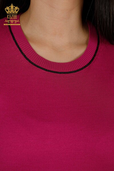 Wholesale Women's Knitwear Sweater - Basic - Fuchsia - 30110 | KAZEE - 3