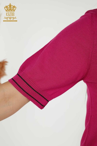 Wholesale Women's Knitwear Sweater - Basic - Fuchsia - 30110 | KAZEE - 4