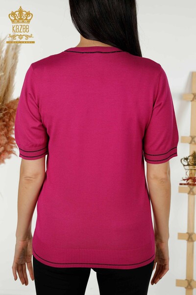 Wholesale Women's Knitwear Sweater - Basic - Fuchsia - 30110 | KAZEE - 8