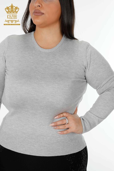 Wholesale Women's Knitwear Sweater Basic Gray - 15317 | KAZEE - 2