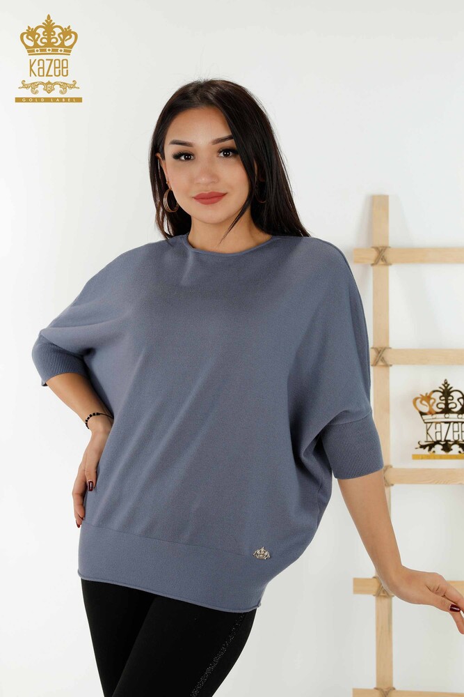 Wholesale Women's Knitwear Sweater - Basic - Light Indigo - 30241 | KAZEE - 1