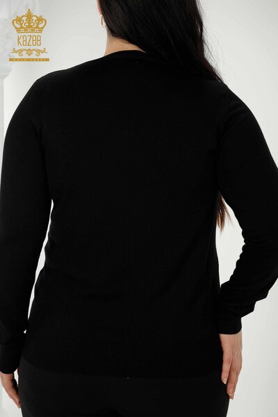 Wholesale Women's Knitwear Sweater Basic Logo Black - 30181 | KAZEE - 5