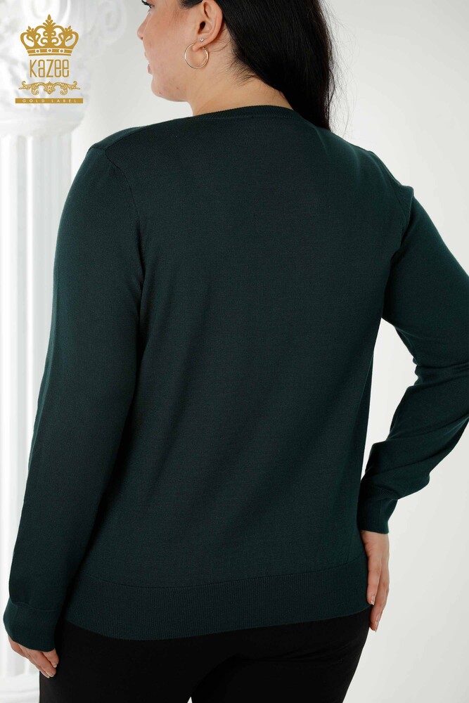 Wholesale Women's Knitwear Sweater Basic Logo dark green - 30181 | KAZEE - 5