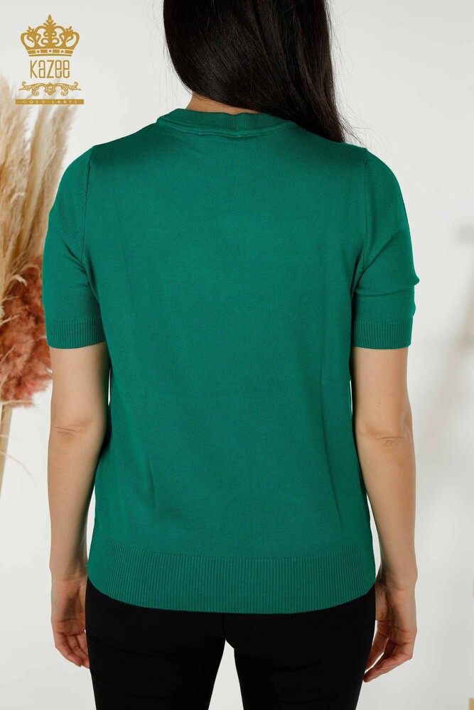 Wholesale Women's Knitwear Sweater - Basic - With Logo - Green - 30254 | KAZEE - 6