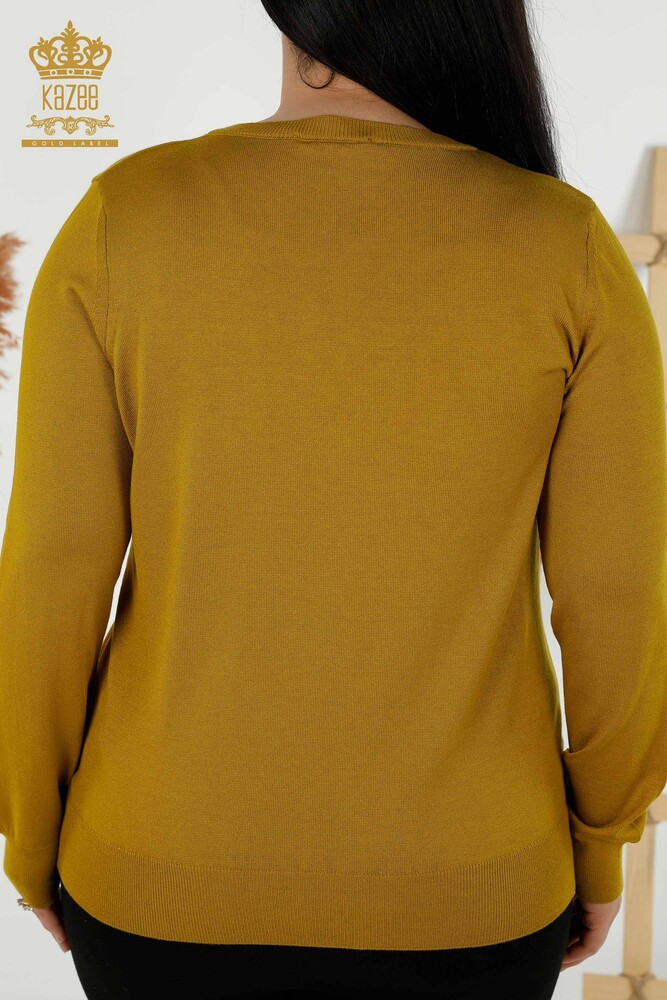 Wholesale Women's Knitwear Sweater Basic Logo Mustard - 30181 | KAZEE - 6