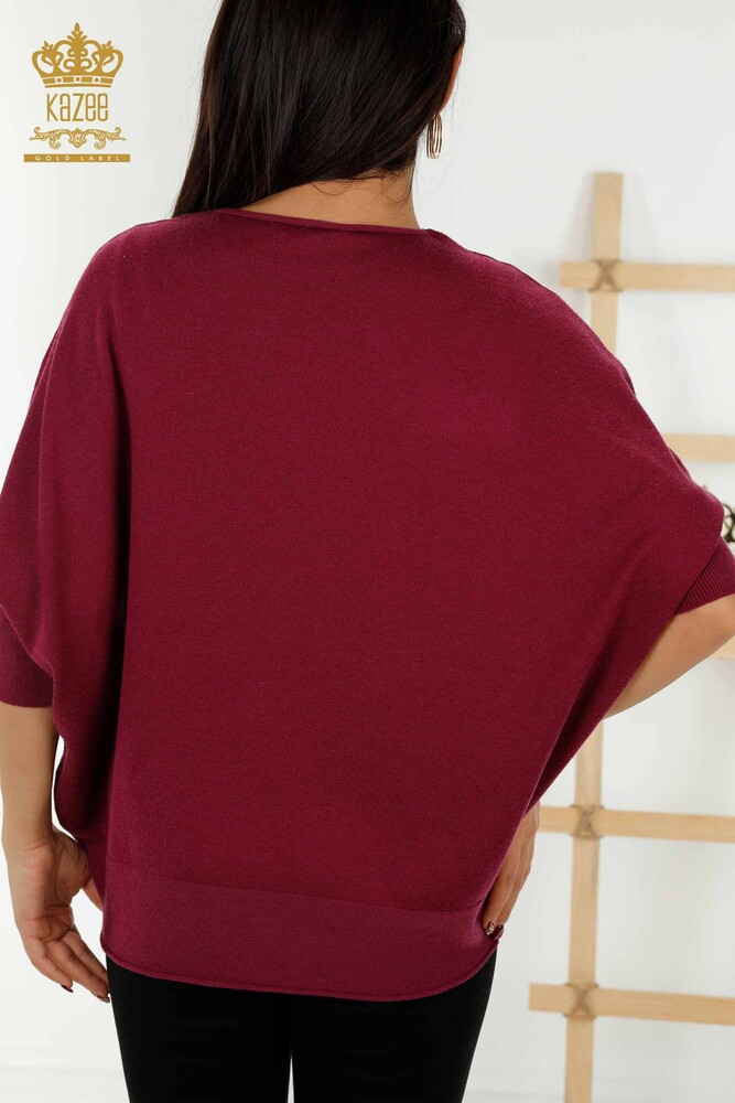 Wholesale Women's Knitwear Sweater - Basic - Plum - 30241 | KAZEE - 7