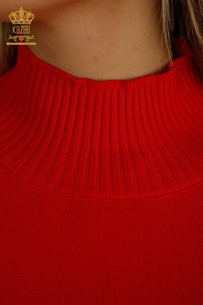 Wholesale Women's Knitwear Sweater Basic Red - 30757 | KAZEE - 3