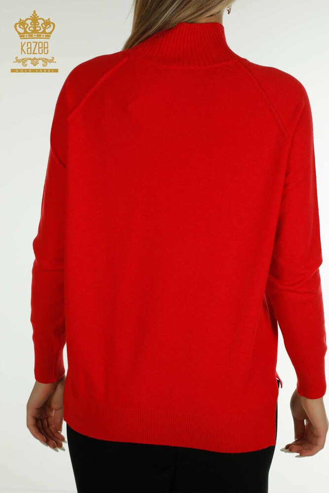 Wholesale Women's Knitwear Sweater Basic Red - 30757 | KAZEE - 8