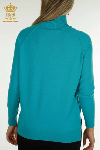 Wholesale Women's Knitwear Sweater Basic Turquoise - 30757 | KAZEE - 8