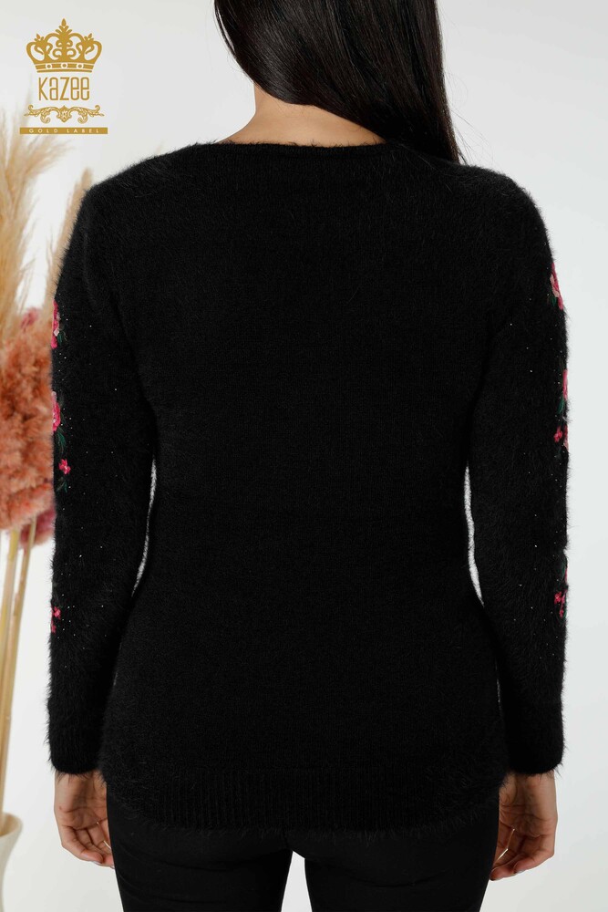 Wholesale Women's Knitwear Sweater Crew Neck Black - 18916 | KAZEE - 6