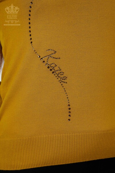 Wholesale Women's Knitwear Sweater - Crew Neck - Mustard - 30157 | KAZEE - 4