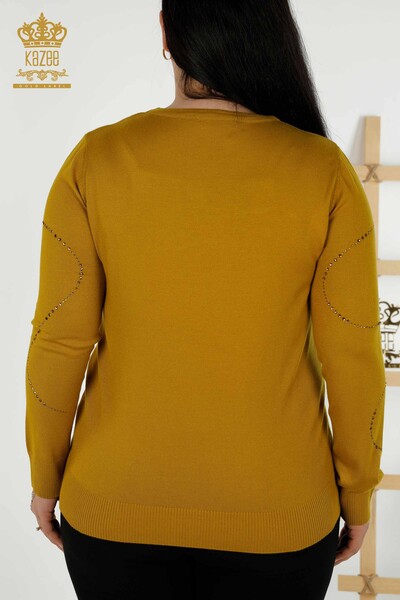 Wholesale Women's Knitwear Sweater - Crew Neck - Mustard - 30157 | KAZEE - 8