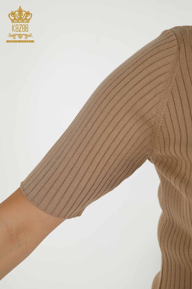 Wholesale Women's Knitwear Sweater - Button Detailed - Beige - 30043 | KAZEE - 4