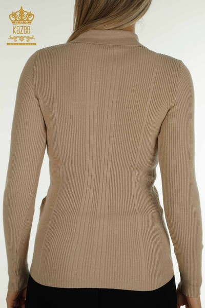 Wholesale Women's Knitwear Sweater Button Detailed Beige - 30364 | KAZEE - 7