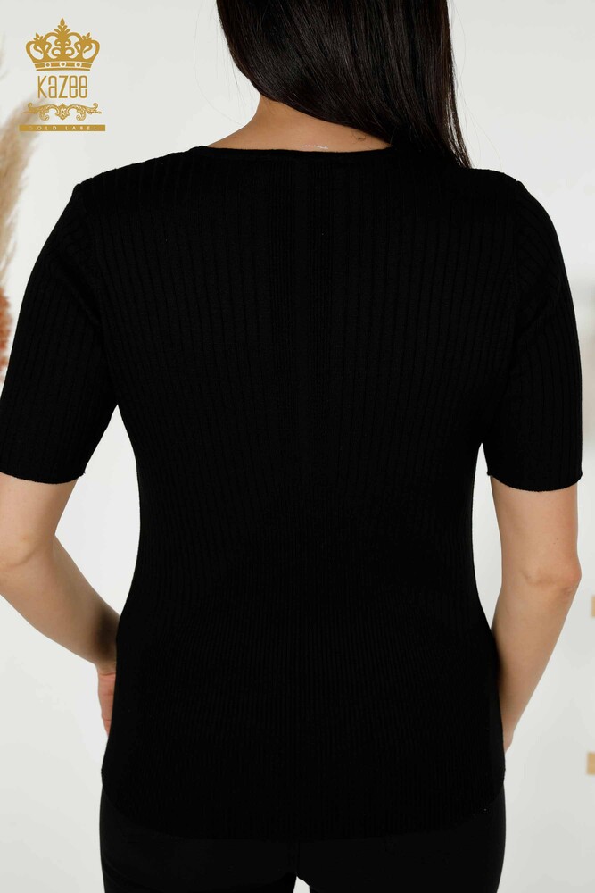 Wholesale Women's Knitwear Sweater - Button Detailed - Black - 30043 | KAZEE - 7