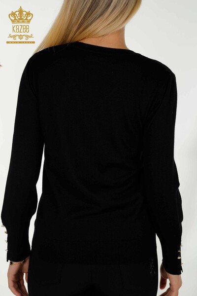 Wholesale Women's Knitwear Sweater Button Detailed Black - 30139 | KAZEE - 6