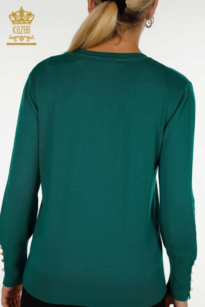 Wholesale Women's Knitwear Sweater Button Detailed Dark Green - 30139 | KAZEE - 6