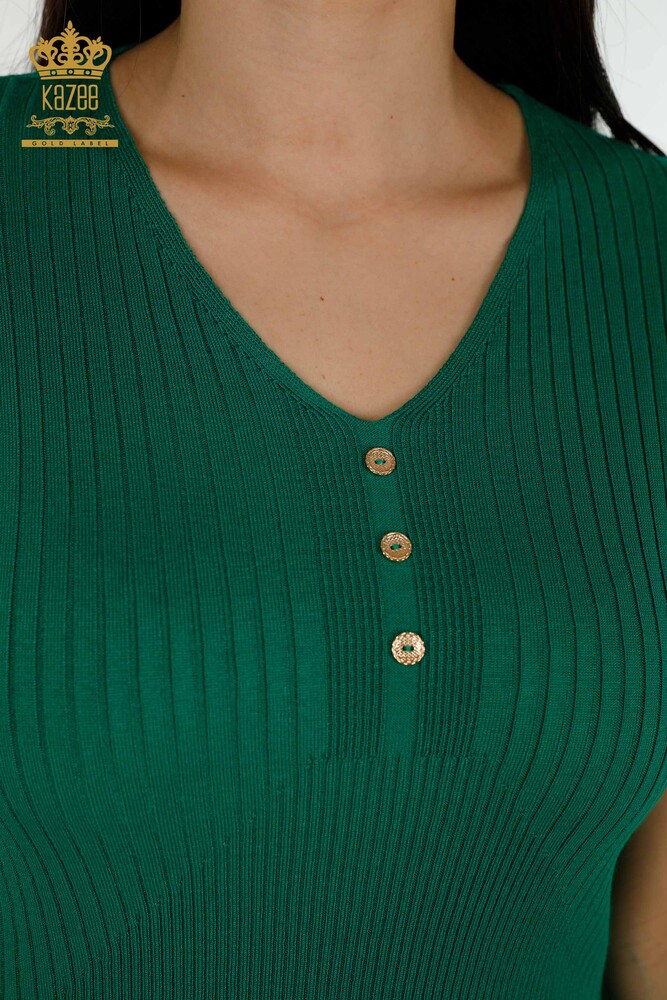 Wholesale Women's Knitwear Sweater - Button Detailed - Green - 30043 | KAZEE - 3