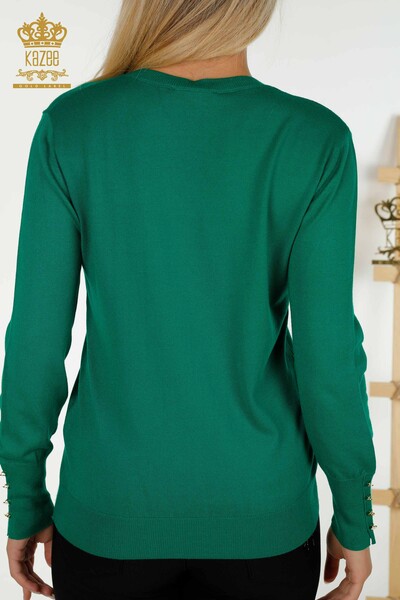 Wholesale Women's Knitwear Sweater Button Detailed Green - 30139 | KAZEE - 5