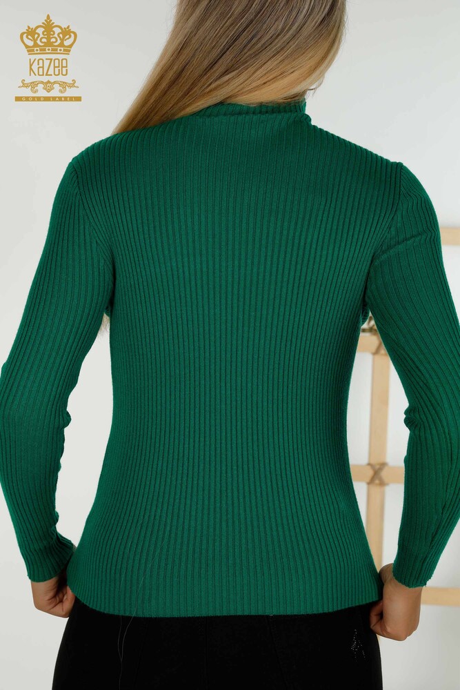 Wholesale Women's Knitwear Sweater Button Detailed Green - 30394 | KAZEE - 5