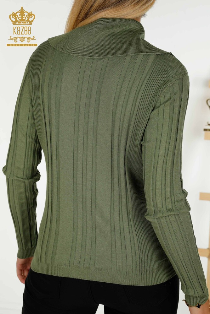 Wholesale Women's Knitwear Sweater Button Detailed Khaki - 30134 | KAZEE - 6