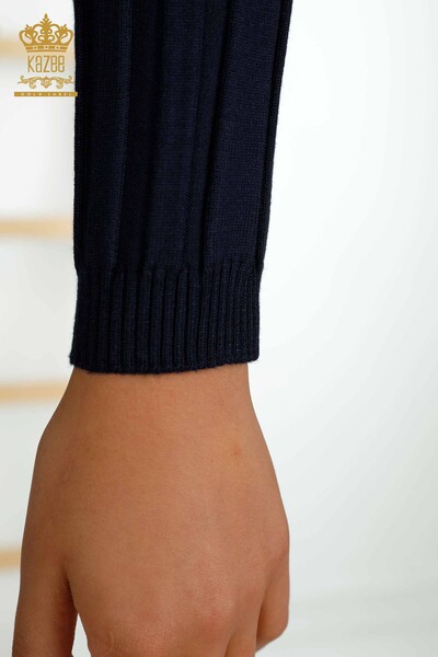 Wholesale Women's Knitwear Sweater Button Detailed Navy - 30134 | KAZEE - 5