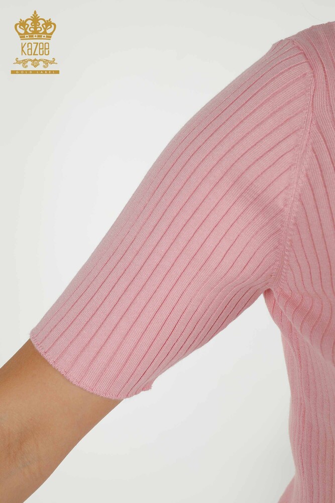 Wholesale Women's Knitwear Sweater - Button Detailed - Pink - 30043 | KAZEE - 4