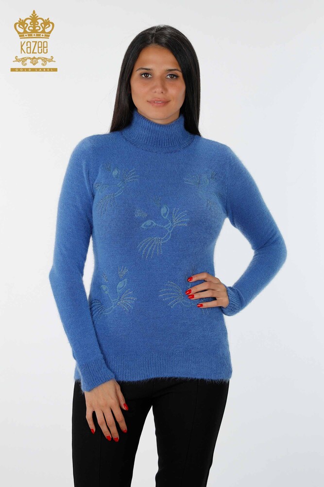 Wholesale Women's Knitwear Sweater Cat Detailed Stone Embroidered - 18759 | KAZEE - 1