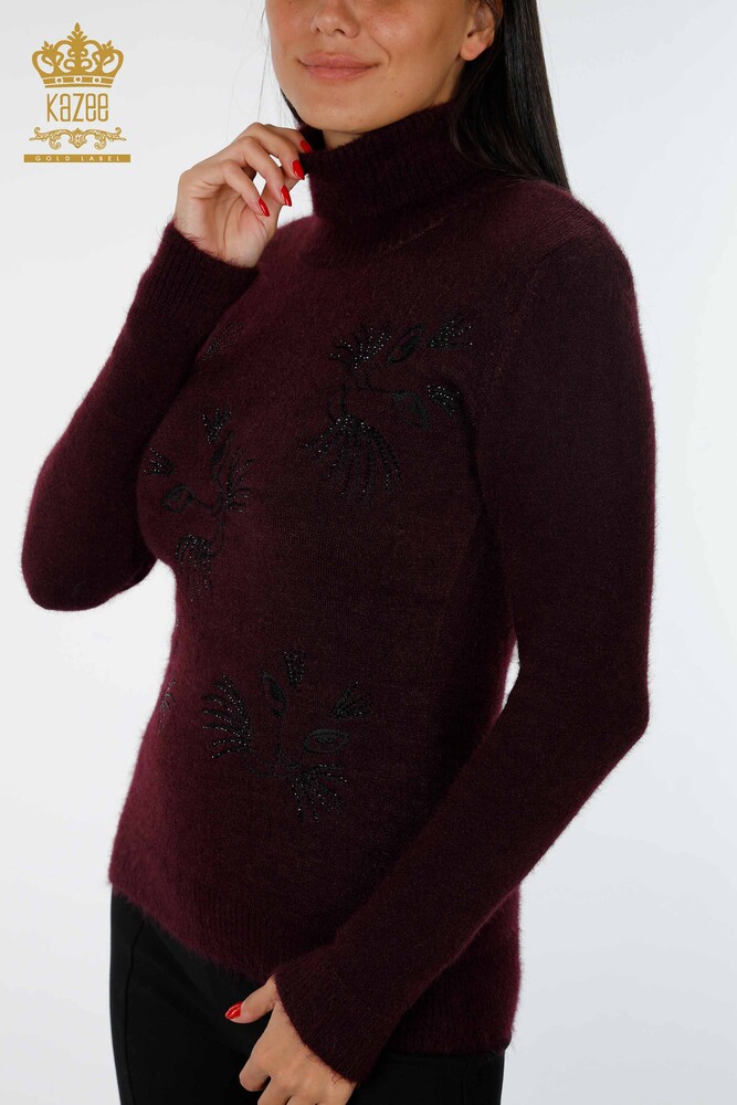 Wholesale Women's Knitwear Sweater Cat Detailed Stone Embroidered - 18759 | KAZEE - 7