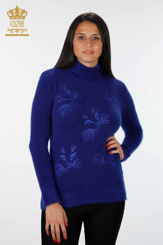 Wholesale Women's Knitwear Sweater Cat Detailed Stone Embroidered - 18759 | KAZEE - 12