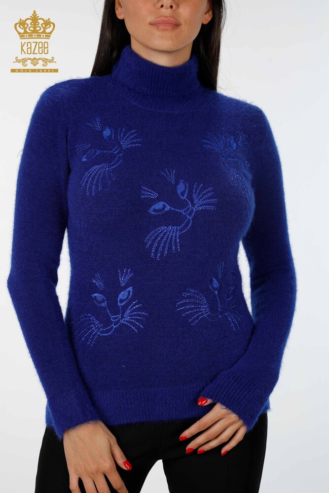 Wholesale Women's Knitwear Sweater Cat Detailed Stone Embroidered - 18759 | KAZEE - 13