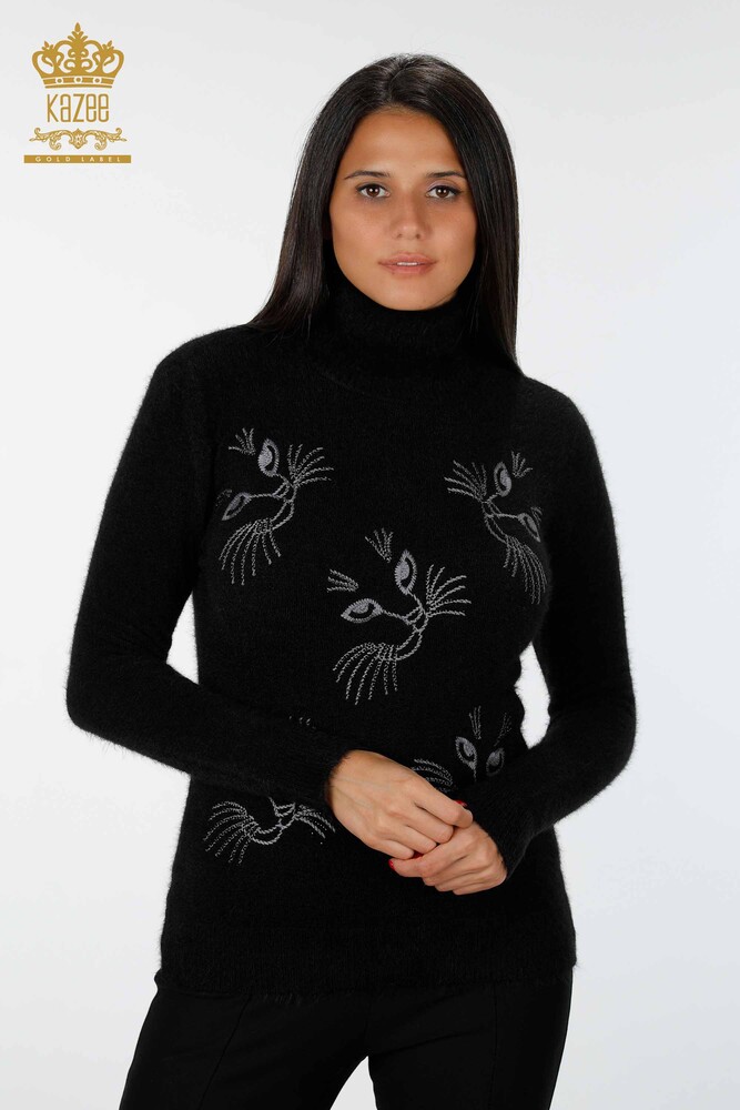 Wholesale Women's Knitwear Sweater Cat Detailed Stone Embroidered - 18759 | KAZEE - 17