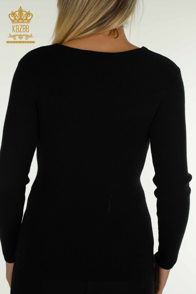 Wholesale Women's Knitwear Sweater with Collar Detail Black - 30392 | KAZEE - 7