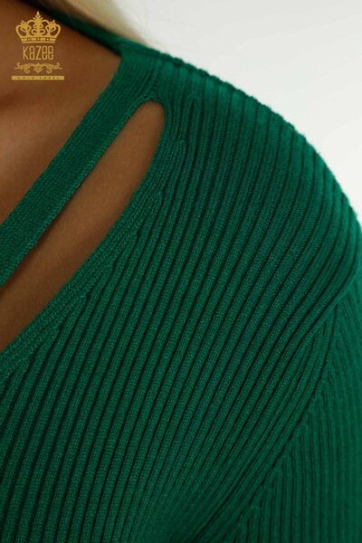 Wholesale Women's Knitwear Sweater with Collar Detail Green - 30392 | KAZEE - 4