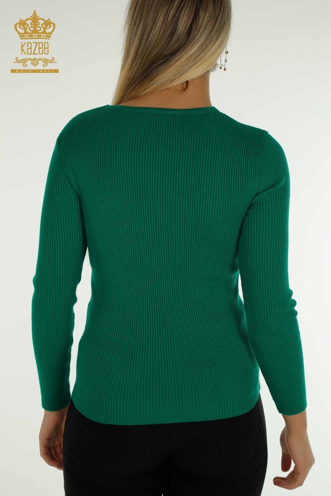 Wholesale Women's Knitwear Sweater with Collar Detail Green - 30392 | KAZEE - 7