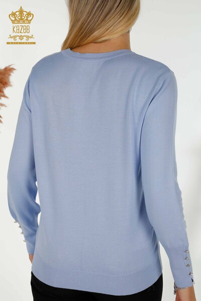 Wholesale Women's Knitwear Sweater Crew Neck Blue - 30508 | KAZEE - 6