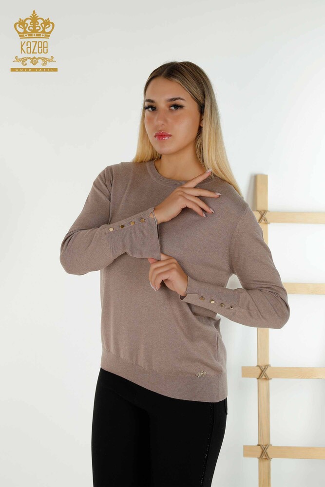 Wholesale Women's Knitwear Sweater Crew Neck Mink - 30508 | KAZEE - 1