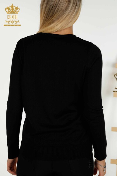 Wholesale Women's Knitwear Sweater Crew Neck Black - 30027 | KAZEE - Thumbnail