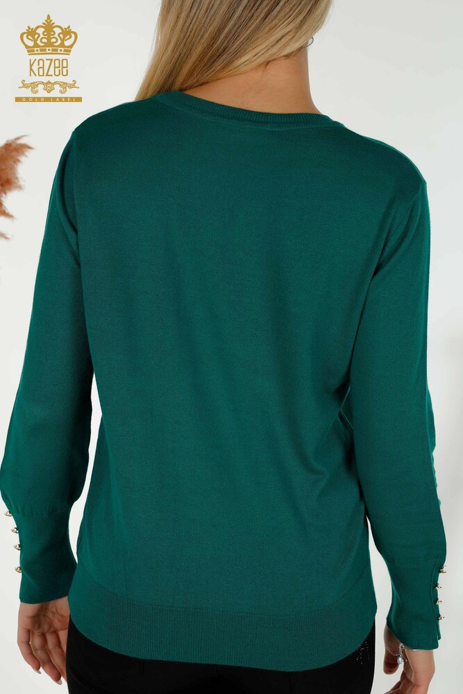 Wholesale Women's Knitwear Sweater Crew Neck Dark Green - 30508 | KAZEE - 6