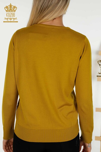 Wholesale Women's Knitwear Sweater Crew Neck Mustard - 30027 | KAZEE - Thumbnail