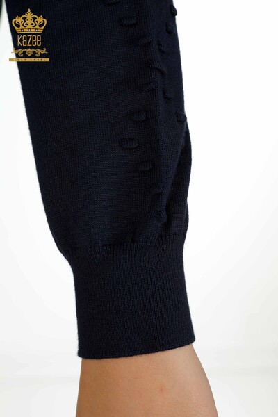 Wholesale Women's Knitwear Sweater Crew Neck Navy Blue - 30408 | KAZEE - 6