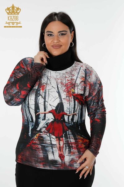 Wholesale Women's Knitwear Sweater Digital Print Pattern - 16917 | KAZEE - 1